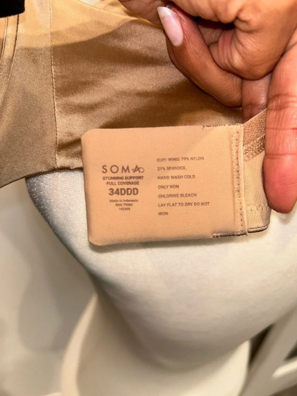 Soma Stunning Support Smooth Full Coverage Bra, Size 34 DDD